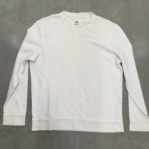 H&M Men's Off-White Textured Crewneck Sweater